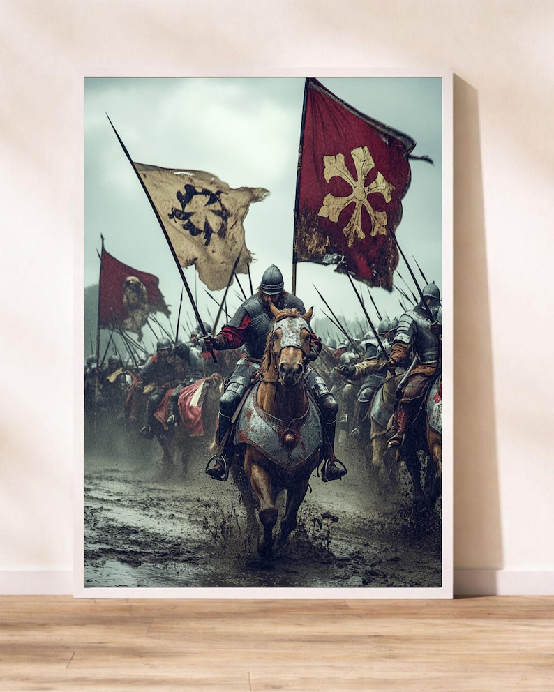 Battle of Agincourt 1415 Medieval Knight Cavalry Charge Gloss Print ...