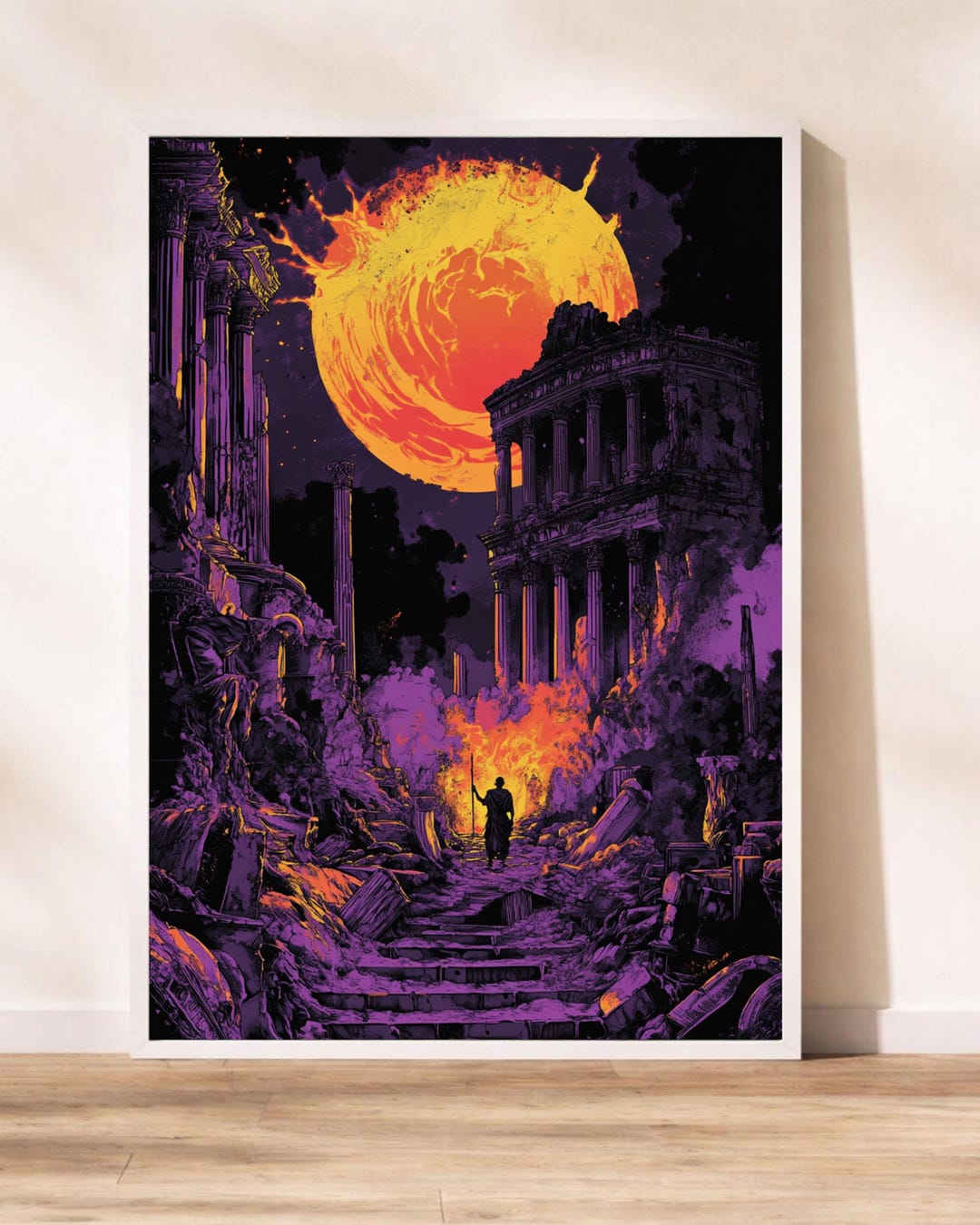 The Fall of Rome 476 AD Art Print - Ancient Roman Ruins Burning Gloss ...