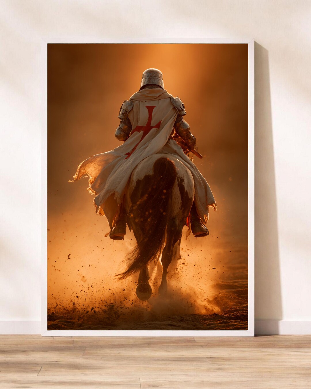 Crusader Knight on Horse Wall Art Medieval Warrior Battlefield Poster ...