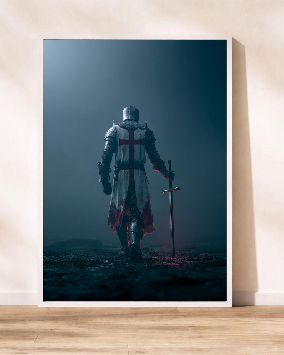 Crusader Knight Wall Art Medieval Warrior Back View Poster Gloss Print ...