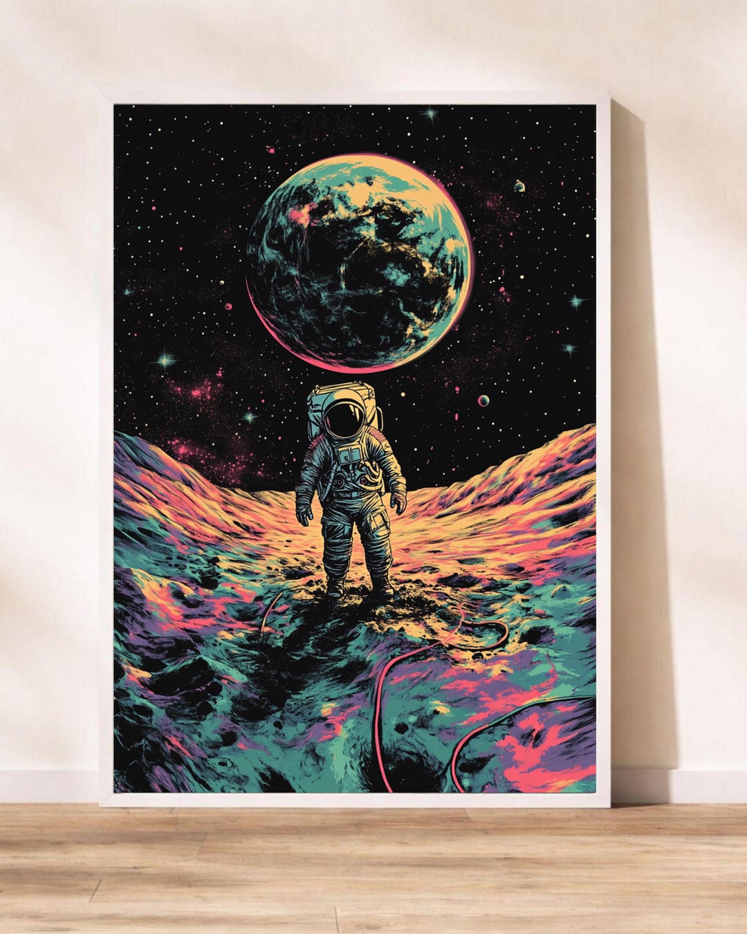 Apollo 11 Moon Landing Poster Print - Vibrant Astronaut on Moon Art ...