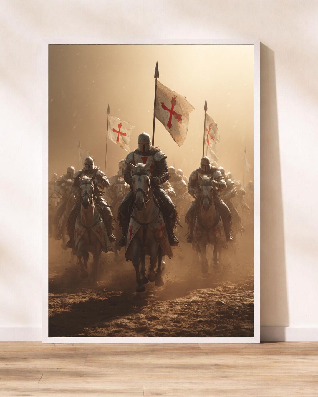 Knights Templar Charging Wall Art Medieval Crusader Battle Poster Gloss ...