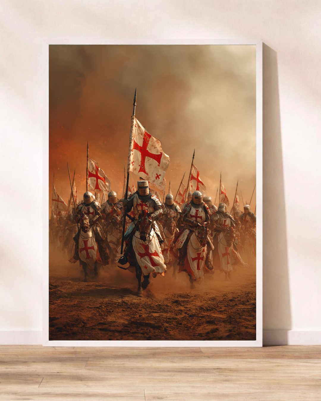 Knights Templar Battle Charge Wall Art Medieval Crusader Cavalry Poster ...