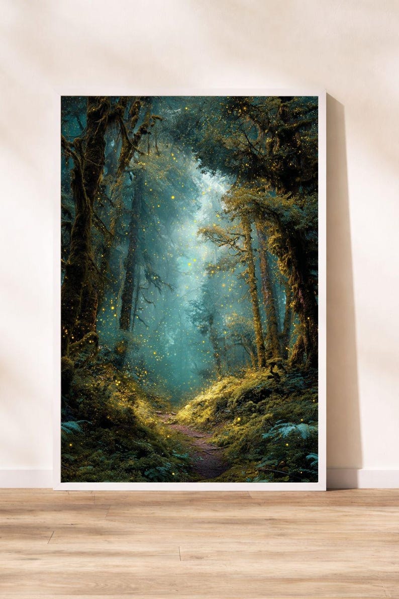 Enchanted Firefly Forest Path Printable Wall Art – Magical Woodland ...