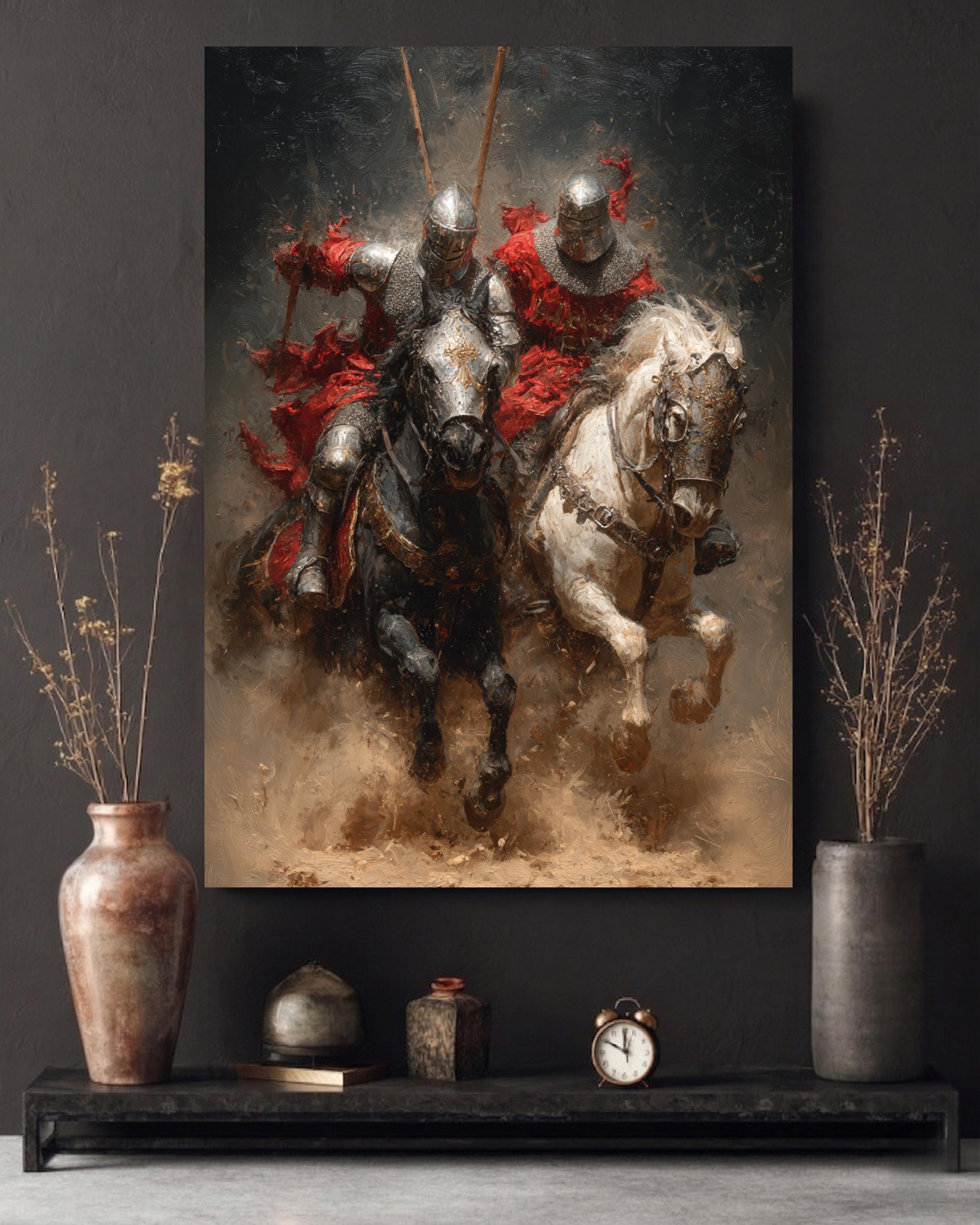 Medieval Knight Cavalry Charge Poster - Epic Crusader Battle Wall Art ...