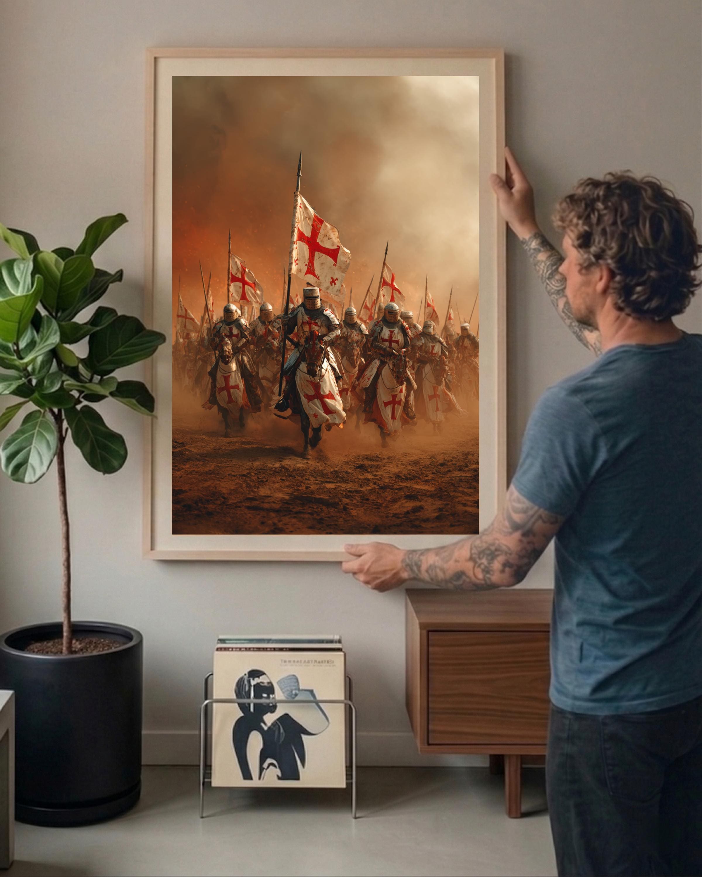 Knights Templar Battle Charge Wall Art Medieval Crusader Cavalry Poster ...