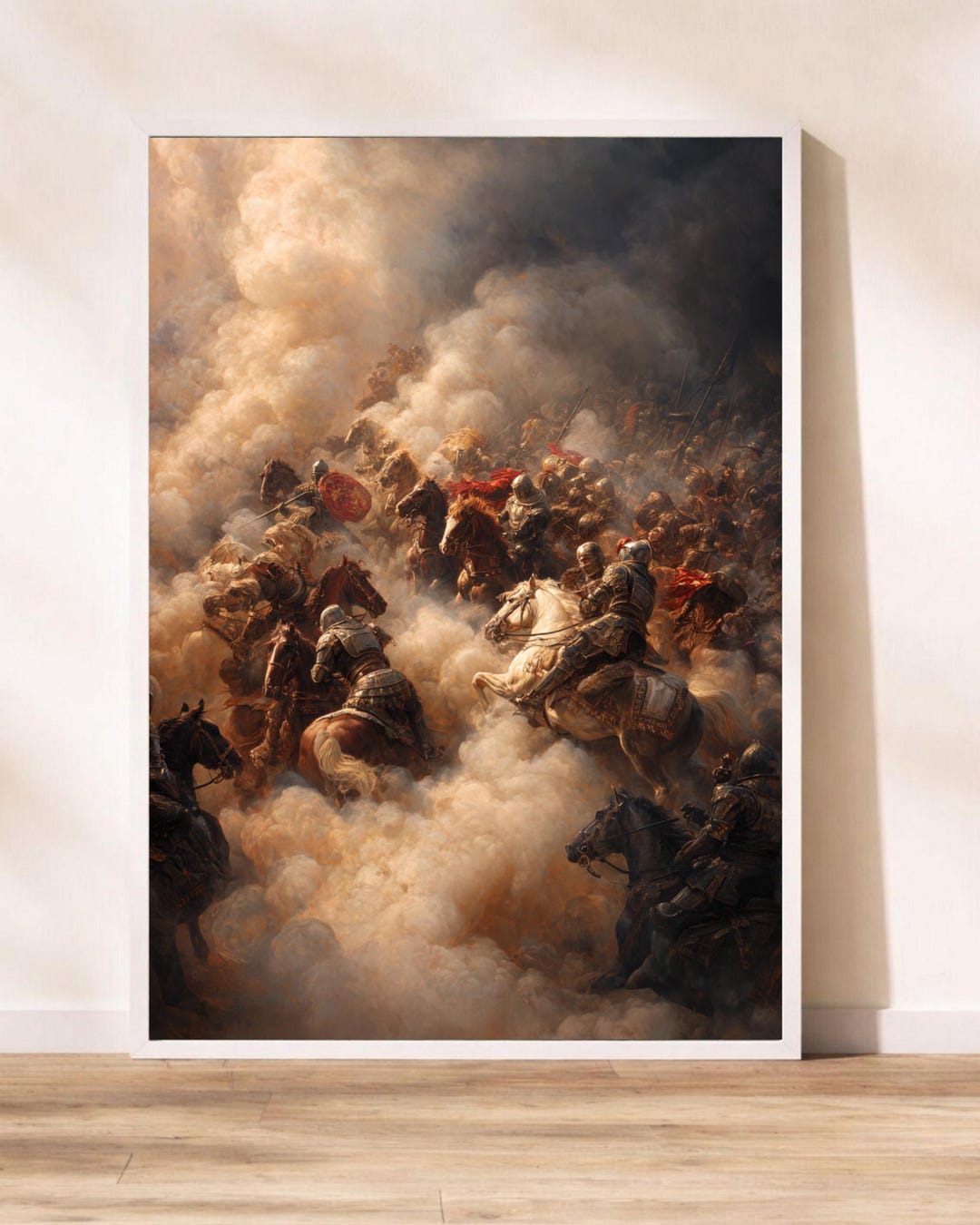 Epic Medieval Battle Poster - Crusader Vs Muslim Cavalry Charge Wall ...