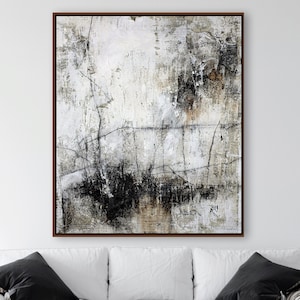 Arte murale industriale neutra di grandi dimensioni, arte rustica moderna invecchiata, arte murale extra large con tecniche miste, tela strutturata, arte industriale moderna