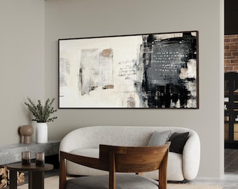 Extra Large Abstract Canvas Art, Textured Painting, Framed Industrial Decor