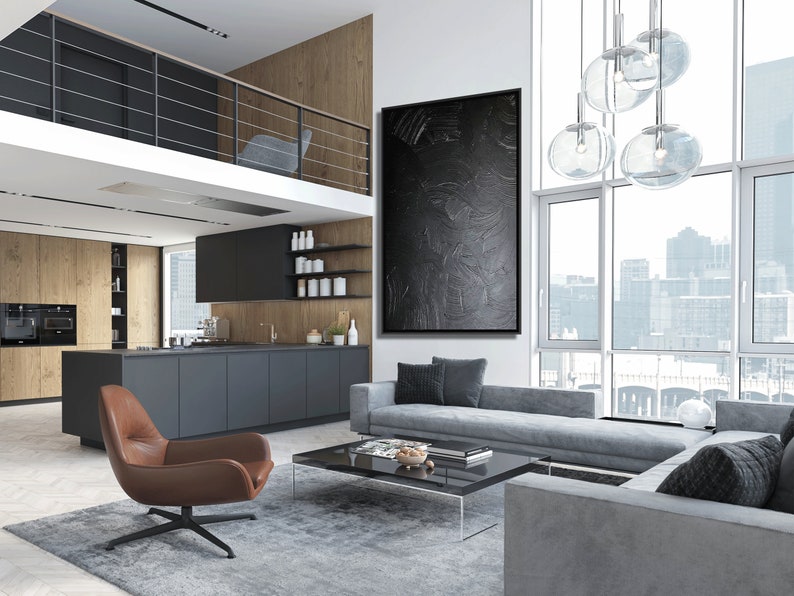 Extra Large Black Canvas Wall Art Black Spackle Wall Art Etsy