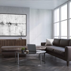 Extra Large Black and White Plaster Wall Art, Spackle Wall Art, Black and White Textured Painting, Modern Black and White Canvas Art