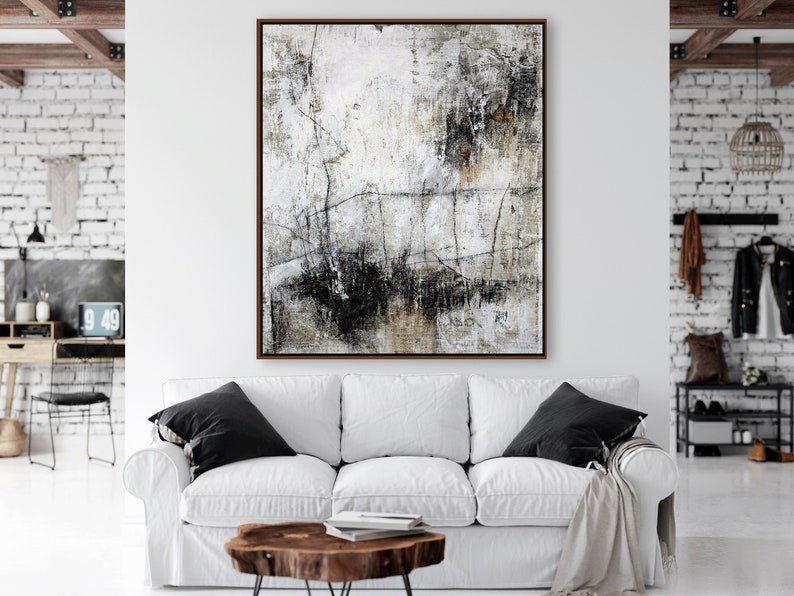 Extra Large Neutral Abstract Wall Art Textured Canvas Art Etsy