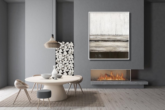 Extra Large Mixed Media Wall Art, Heavy Texture Painting, Modern Rustic Wall Art, Minimalist Canvas Art, Masculine Wall Art, Neutral Canvas
