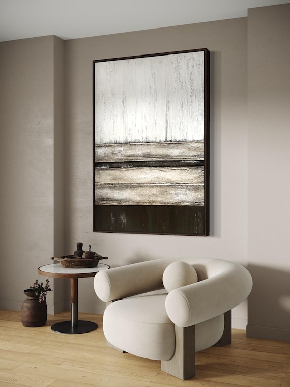 Wabi Sabi Art, Large Neutral Textured Abstract Painting, Handmade Mixed Media Wall Art