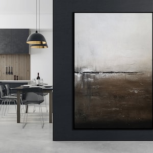 Oversized Neutral Abstract Wall Art, Original Abstract Art, Minimalist Wall Art, Tall Vertical Canvas Art, Masculine Wall Art, Industrial