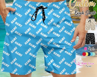 Calções de banho personalizados para homem, calções de praia com nome personalizado, fatos de banho com texto, calções de banho de verão.