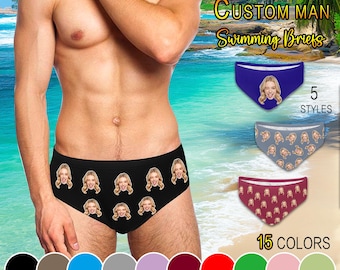Bañador tipo slip personalizado con cara: Traje de baño masculino a medida, regalo para despedida de soltero