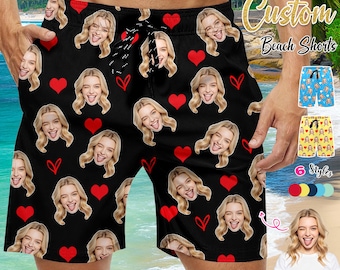 Pantalones cortos de playa personalizados para hombre, foto personalizada en el traje de baño, regalo para el Día del Padre