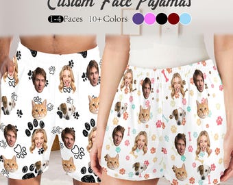 Op maat gemaakte pyjamashort: nachtkleding met gepersonaliseerde foto, korte gezichtspyjama, pyjama voor huisdieren