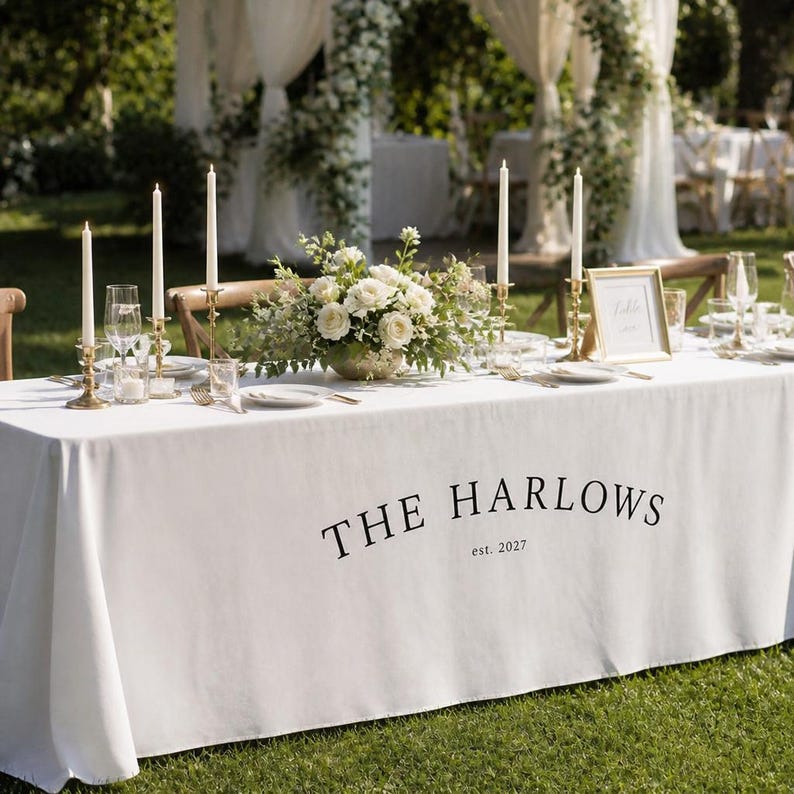 Custom Wedding Table Runner, Personalized Last Name Banner, Linen Wedding Decor, Sweetheart Table Keepsake, Custom Fabric Sign for Reception