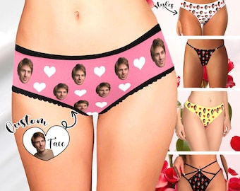 Personalized Face Underwear, Custom Photo Lingerie, Pic On Brifes, Women Thong with Photo, Valentine's Day Gifts