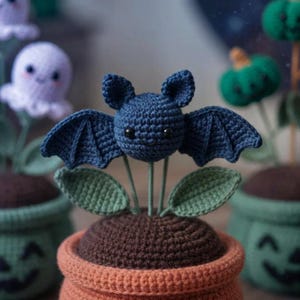 1 Crochet Bat Plant Pattern  Adorable Amigurumi Bat Flower Pot  Handmade Halloween Decor  Cute Crochet Plant Tutorial  Instant PDF Pattern