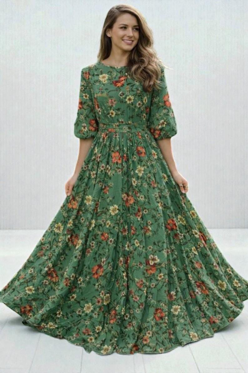 chinese dress ladies Green Floral Wrap Maxi Dress – Shop Once Upon A Time Boutique