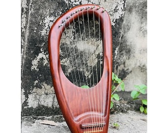 Arpa de lira de palisandro de 10 cuerdas: afinación pentatónica, funda y accesorios