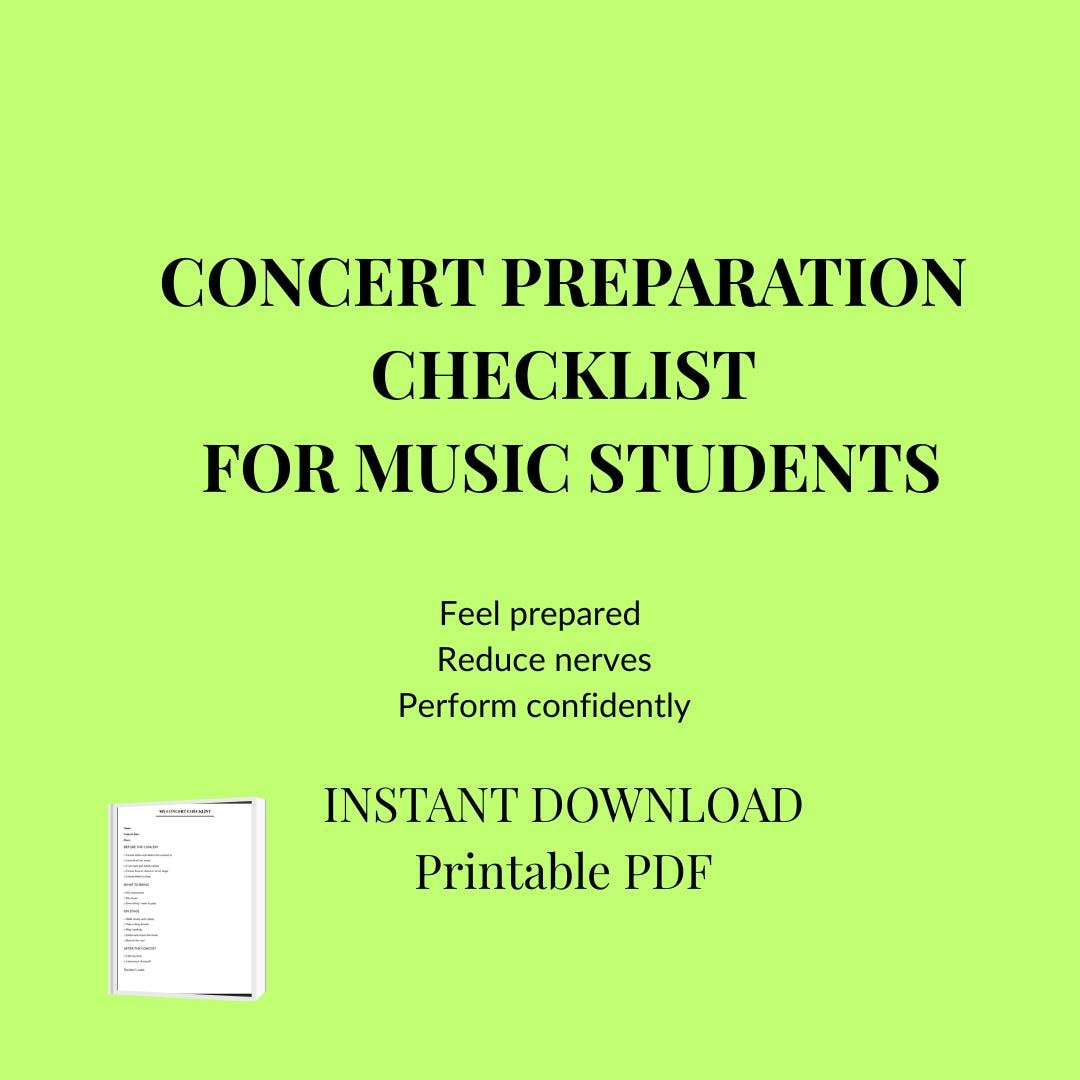 Concert Preparation Checklist for Music Students | Printable One Page ...