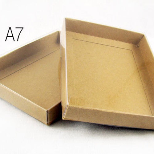 5 Kraft Paper Boxes With Clear Sleeves A6 Size 4 7/8 X Etsy