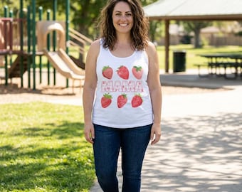 Berry Sweet Strawberry MAMA Tank Top | Baby Girl Birthday MAMA Family Matching Tank