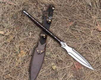 Handmade Viking Inspired Spear Decor 35 Inch Carbon Steel Replica with Rosewood Handle Viking Gift Medieval Decor LARP Cosplay Prop