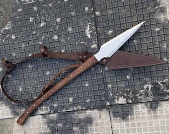 Hand Forged Steel Spear Decor, Viking Style Wall Art, Rosewood Handle, 33 Inch Handmade Collectible Gift, Rustic Home Display
