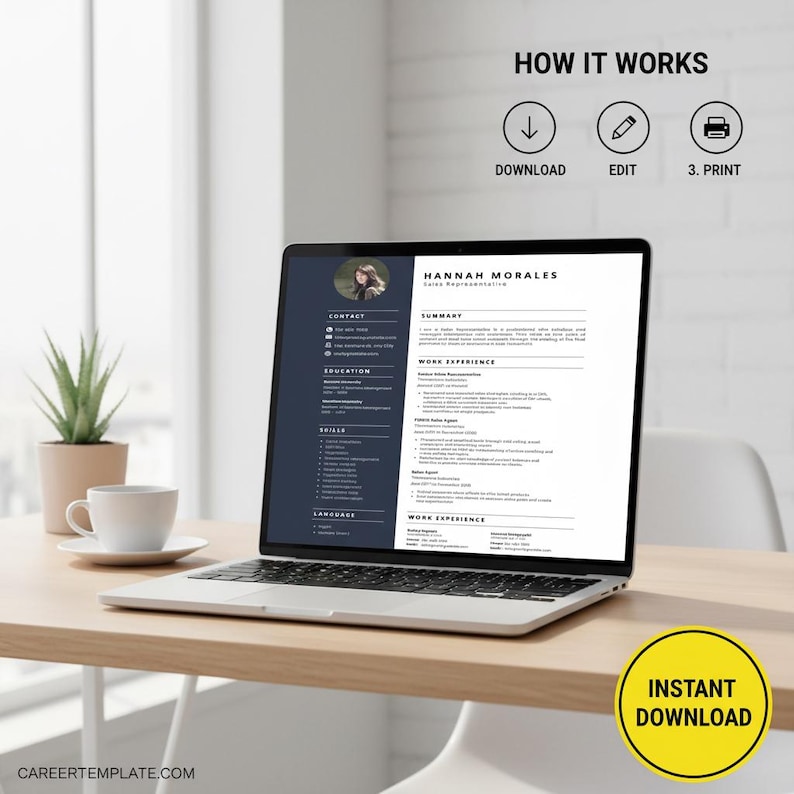 Editable Canva Resume Template Modern CV Design for Small Business ...