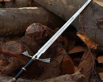 Handmade Medieval Style Sword Replica, High Carbon Steel Decor Piece, Leather Wrapped Handle, Cosplay Prop, Gift for Collectors