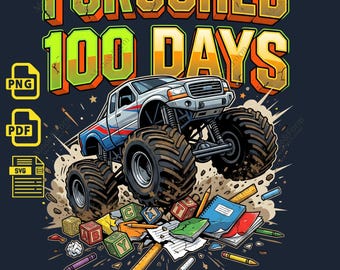 I Crushed 100 Days Monster Truck PNG, 100th Day of School Boy-sublimatie, Kids School Milestone, Monster Truck Classroom digitale download