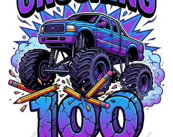 Verpletterende 100 dagen school png, monstertrucksublimatie, 100e schooldag voor jongens, Monster Jam School Spirit digitale download