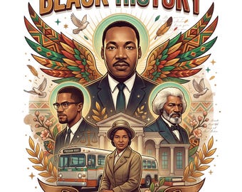 Black History Month-portret, png-bestand | Shirtontwerp Martin Luther King Rosa Parks Civil Rights | Sublimatie historische leiders | Heroes Cut