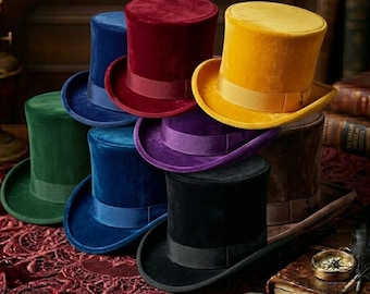 Personalisierter Seiden Hut, Vintage Hut für Männer, Viktorianischer Gothic Stil, Mad Hatter Cosplay Hut, Steampunk Festival Accessoire