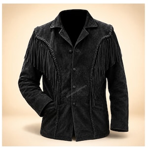 Western Cowboy Suede Fringe Real Leather Jacket, Vintage Handmade Jacket, Mens Peronsalized Native American Rodeo Style equestrian Coat