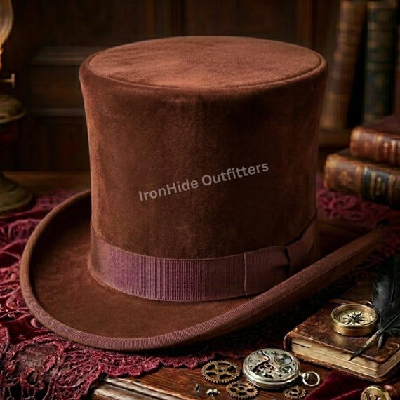 Personalized Silk Top Hat, Custom Victorian Hat for Men, Gothic Top Hat, Steampunk Cosplay Hat, Mad Hatter Festival Costume, Vintage Fashion