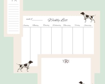 Dog Lover Notepad Bundle | Weekly Planner, Personalized Notes & Skinny List Pad | Tear-Off Desk Set