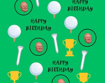 Personalized Golf Birthday Wrapping Paper | Custom Photo Gift Wrap