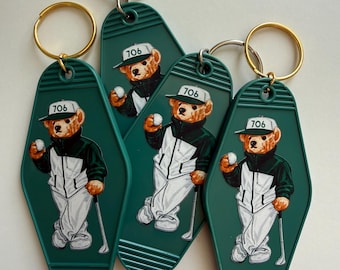 Custom Area Code Keychain | Golf Bear Motel Style Bag Tag