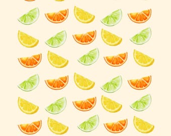 Watercolor Citrus Wrapping Paper | Lemon, Lime & Orange Gift Wrap