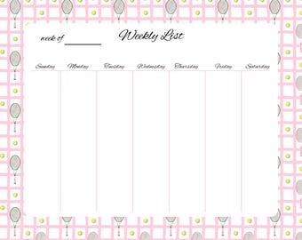 Pink & Green Tennis Notepad Set – Preppy Stationery, Monogram Option