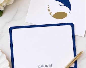 Georgia Southern Eagle Stationery Set | Personalized 5x7 Notecards with Envelopes | Classic Blue College Stationery | Alumni Gift