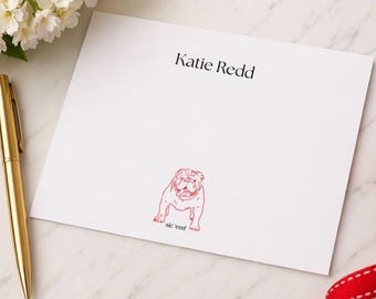 Personalized Bulldog Notecards | Minimalist Dog Stationery Set, Envelopes Included