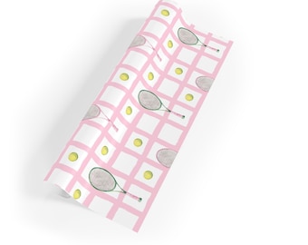 Pink Tennis Racket Wrapping Paper | Preppy Sports Gift Wrap