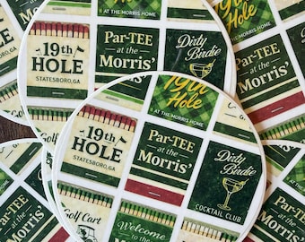 CUSTOM MATCHBOOK COASTERS|personalized golf party coasters